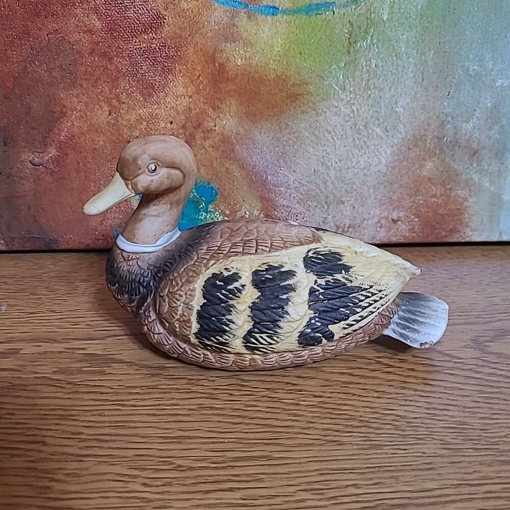Flambro Ceramic Duck Figurine Taiwan Brown 6" x 4"